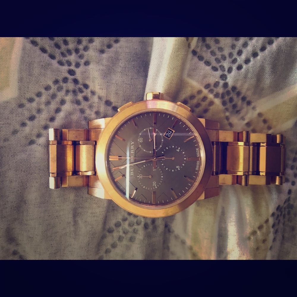 Large Rose Gold Burberry Watch.
